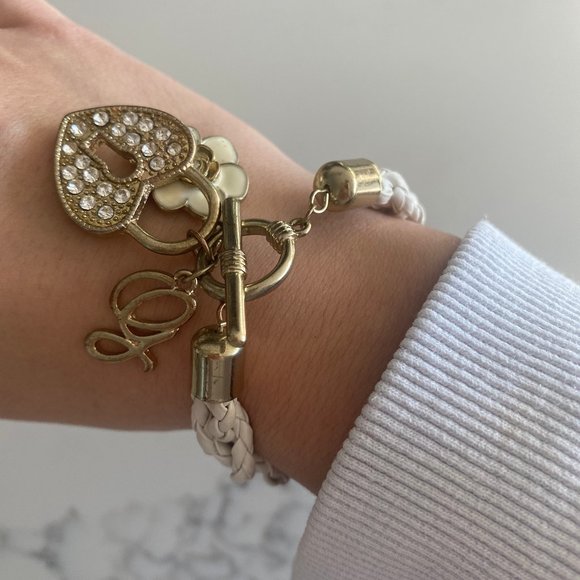 Guess White and Gold Pleather Bracelet - Picture 1 of 6